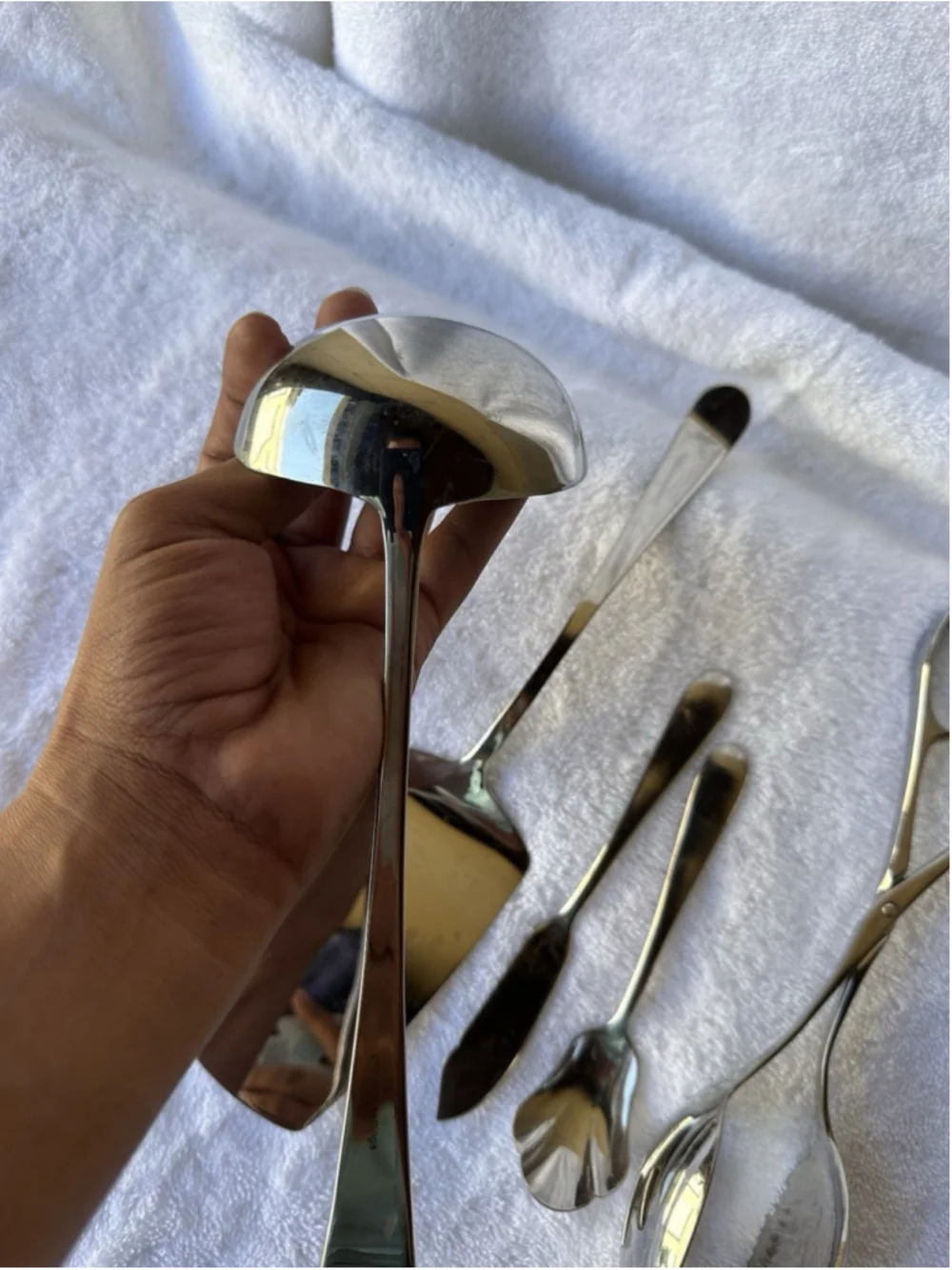 Stainless Steel Silver 5-Piece Serving Utensils Set: Ladle Spoon Fork Spatula